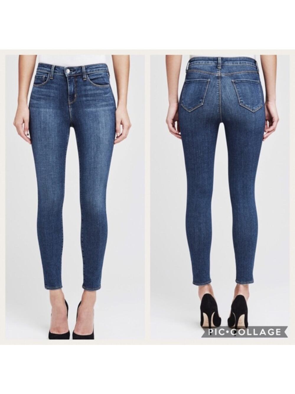 L'Agence Brigitte Mid Rise Skinny Jeans Stretch Dark Wash Women 27 x 28"